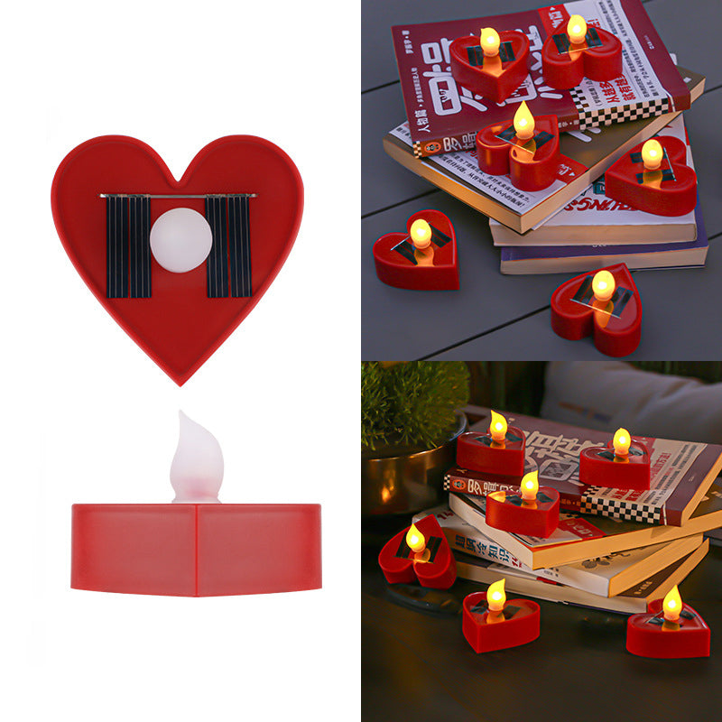 Simplicité Moderne Solaire Étanche ABS Silice Bougie Ronde Cœur LED Éclairage Paysager Lumière Extérieure Pour Jardin 
