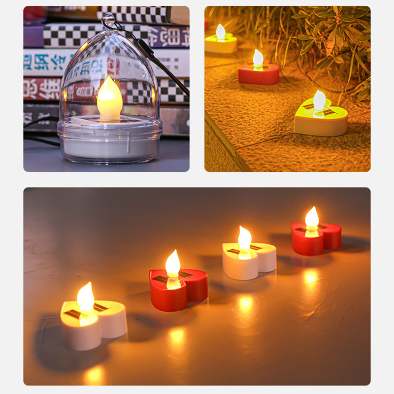 Simplicité Moderne Solaire Étanche ABS Silice Bougie Ronde Cœur LED Éclairage Paysager Lumière Extérieure Pour Jardin 