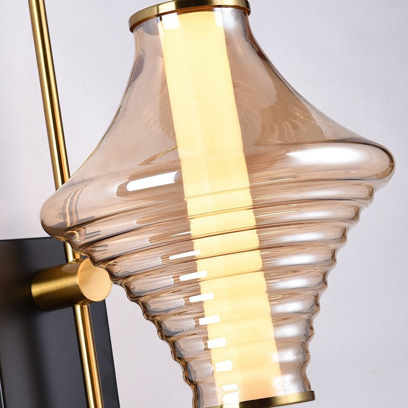 Modern Transitional Iron Glass Wavy Cone LED Wall Sconce Lamp For Hallway
