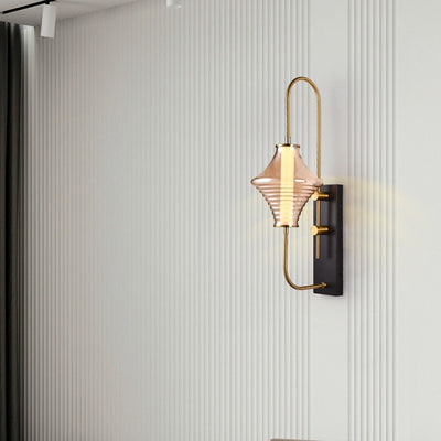 Modern Transitional Iron Glass Wavy Cone LED Wall Sconce Lamp For Hallway