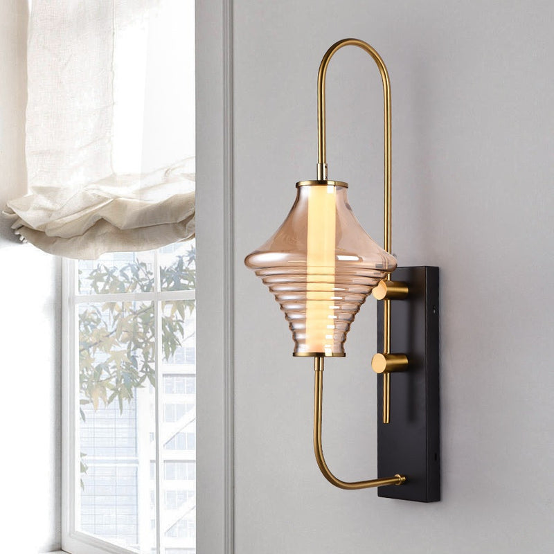 Modern Transitional Iron Glass Wavy Cone LED Wall Sconce Lamp For Hallway