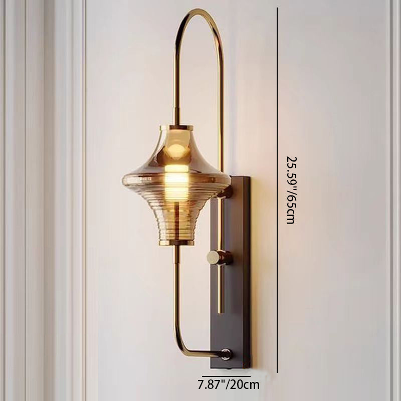 Modern Transitional Iron Glass Wavy Cone LED Wall Sconce Lamp For Hallway