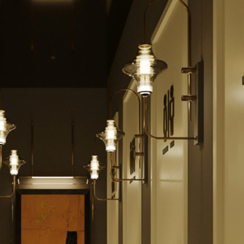 Modern Transitional Iron Glass Wavy Cone LED Wall Sconce Lamp For Hallway