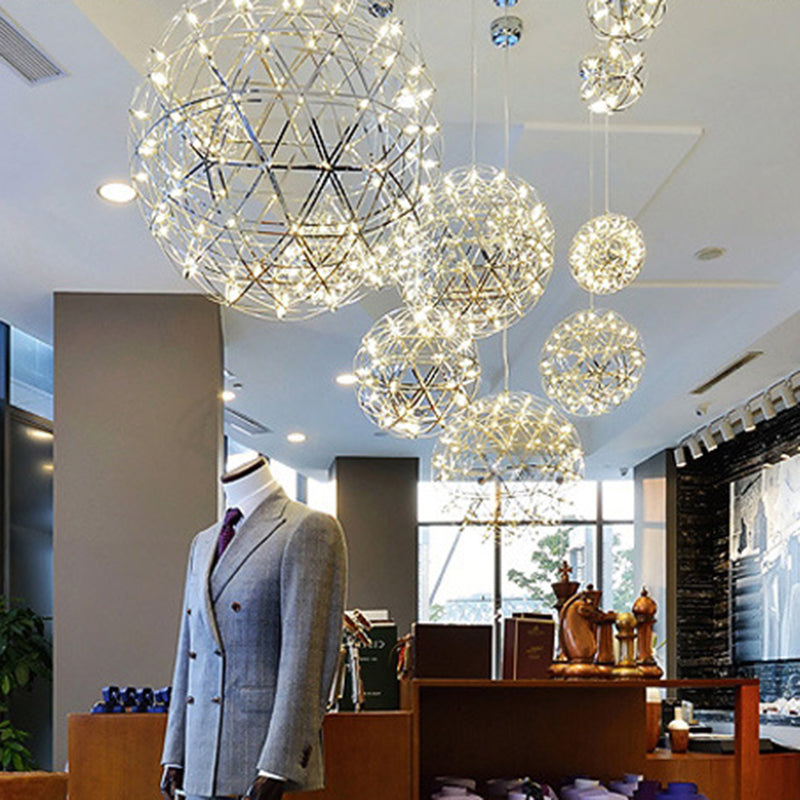 Zeitgenössische Nordic Ball Löwenzahn Edelstahl LED Pendelleuchte Für Esszimmer 