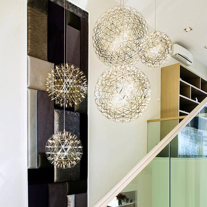 Zeitgenössische Nordic Ball Löwenzahn Edelstahl LED Pendelleuchte Für Esszimmer 
