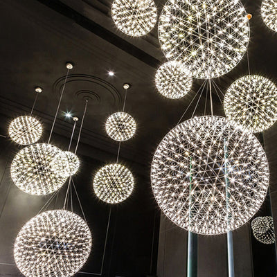 Zeitgenössische Nordic Ball Löwenzahn Edelstahl LED Pendelleuchte Für Esszimmer 