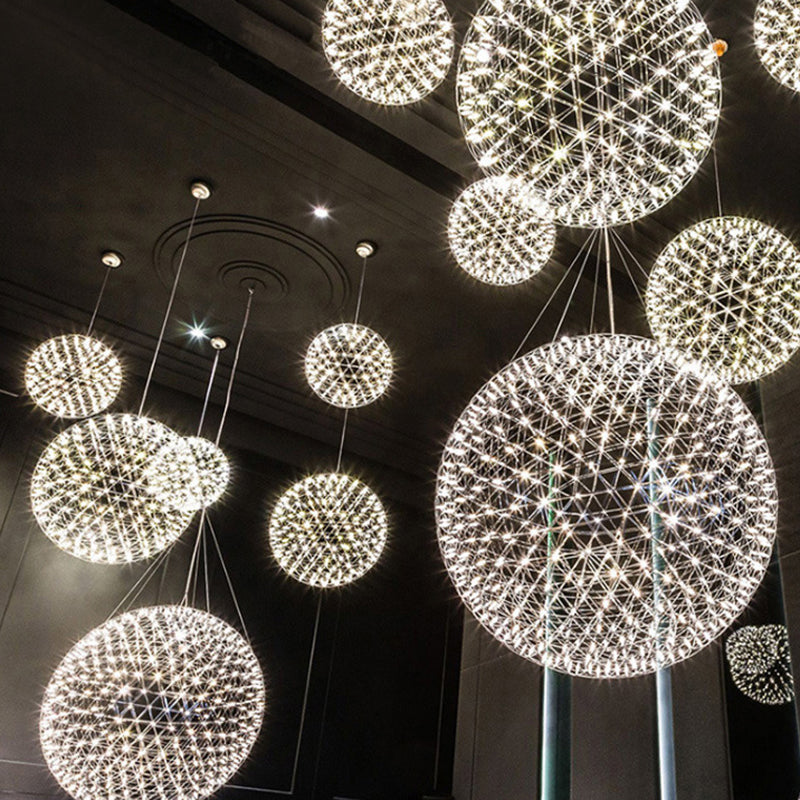 Zeitgenössische Nordic Ball Löwenzahn Edelstahl LED Pendelleuchte Für Esszimmer 