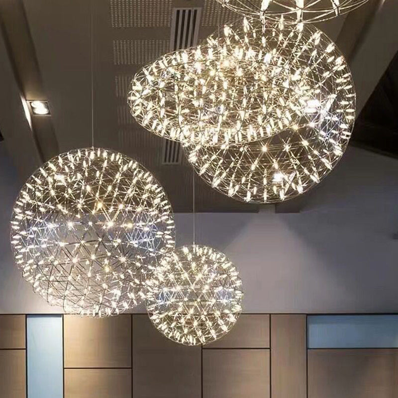 Zeitgenössische Nordic Ball Löwenzahn Edelstahl LED Pendelleuchte Für Esszimmer 