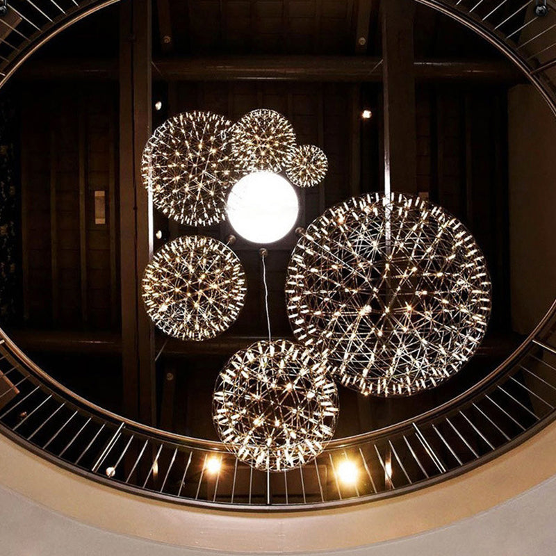 Zeitgenössische Nordic Ball Löwenzahn Edelstahl LED Pendelleuchte Für Esszimmer 