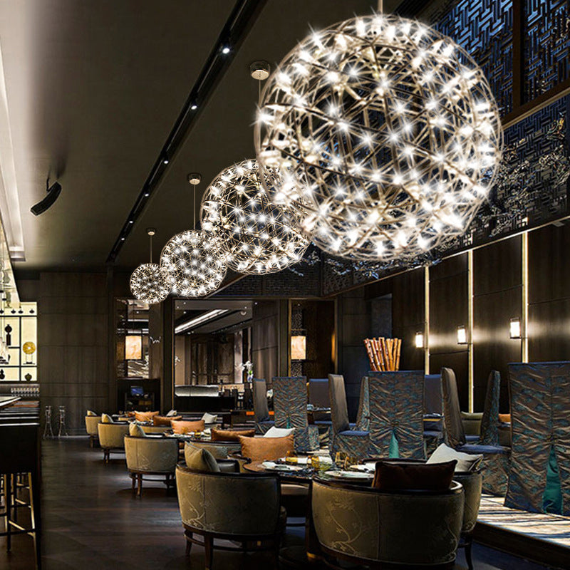 Zeitgenössische Nordic Ball Löwenzahn Edelstahl LED Pendelleuchte Für Esszimmer 