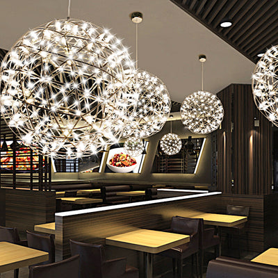 Zeitgenössische Nordic Ball Löwenzahn Edelstahl LED Pendelleuchte Für Esszimmer 