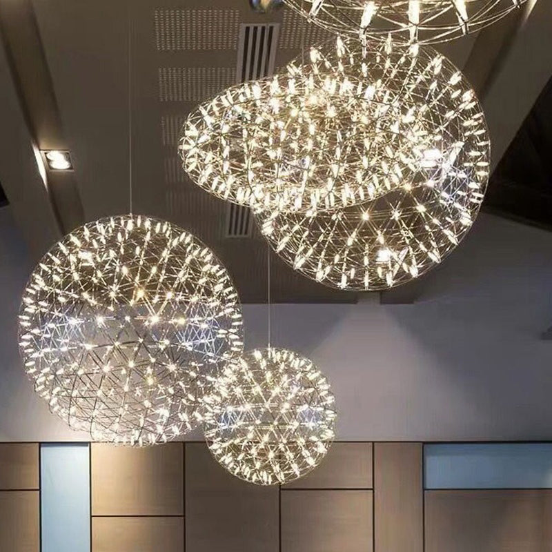 Zeitgenössische Nordic Ball Löwenzahn Edelstahl LED Pendelleuchte Für Esszimmer 