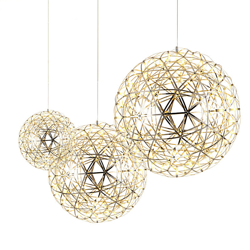 Zeitgenössische Nordic Ball Löwenzahn Edelstahl LED Pendelleuchte Für Esszimmer 