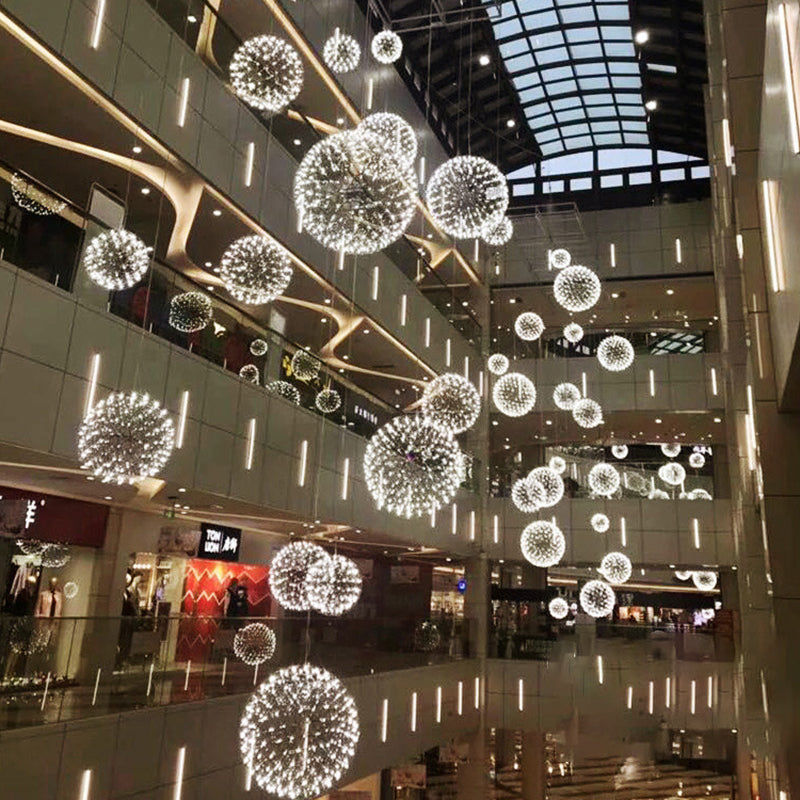 Zeitgenössische Nordic Ball Löwenzahn Edelstahl LED Pendelleuchte Für Esszimmer 