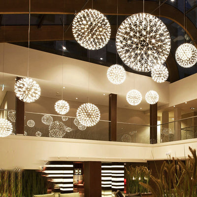 Zeitgenössische Nordic Ball Löwenzahn Edelstahl LED Pendelleuchte Für Esszimmer 