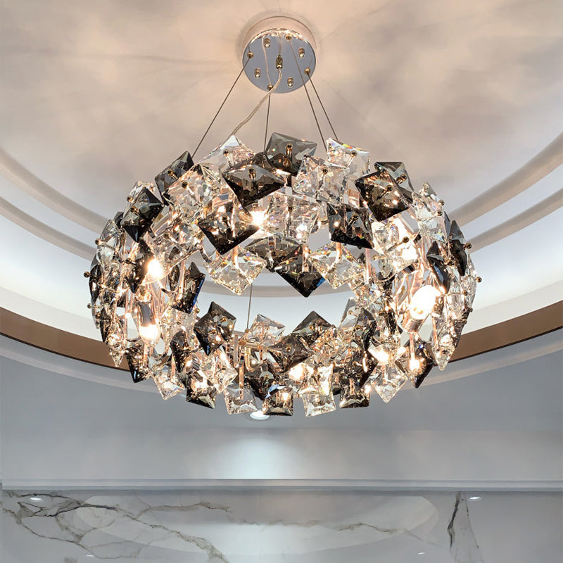 Modern Luxury Crystal Metal Round Rectangular 7/8/12/14 Light Chandeliers For Living Room