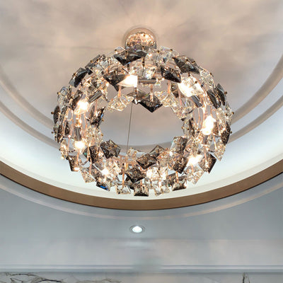 Modern Luxury Crystal Metal Round Rectangular 7/8/12/14 Light Chandeliers For Living Room