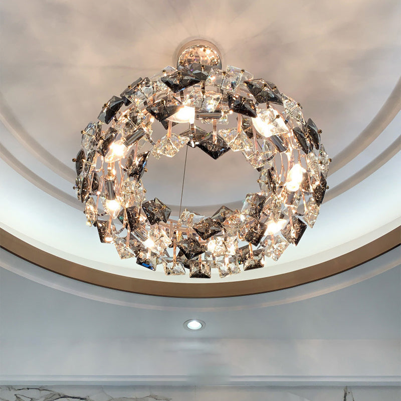 Modern Luxury Crystal Metal Round Rectangular 7/8/12/14 Light Chandeliers For Living Room