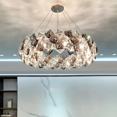 Modern Luxury Crystal Metal Round Rectangular 7/8/12/14 Light Chandeliers For Living Room