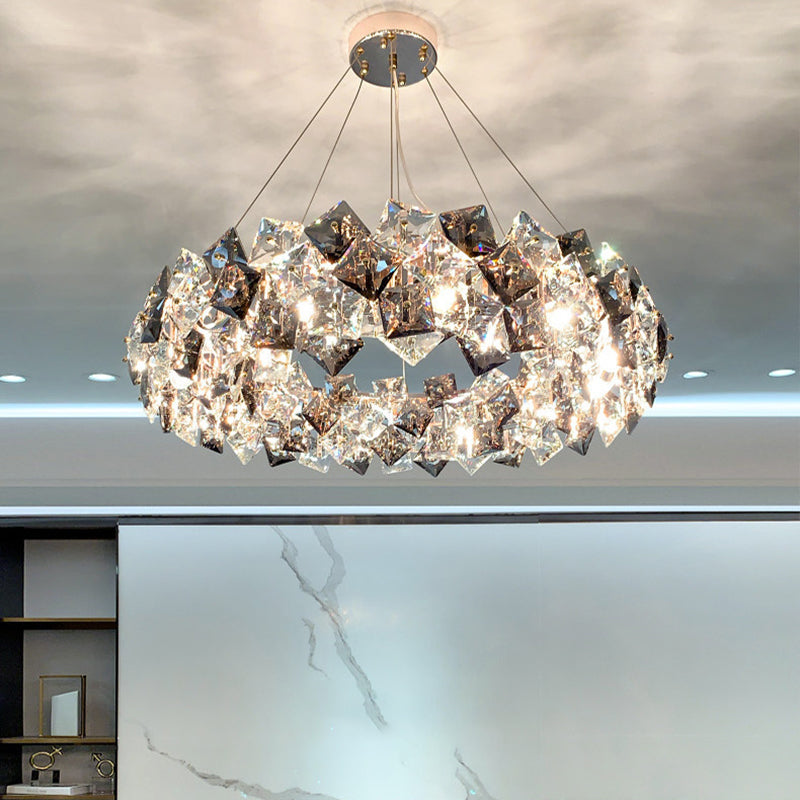 Modern Luxury Crystal Metal Round Rectangular 7/8/12/14 Light Chandeliers For Living Room
