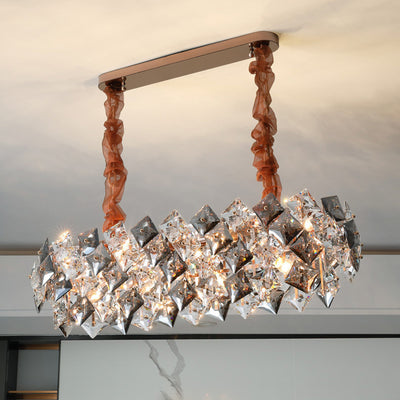 Modern Luxury Crystal Metal Round Rectangular 7/8/12/14 Light Chandeliers For Living Room