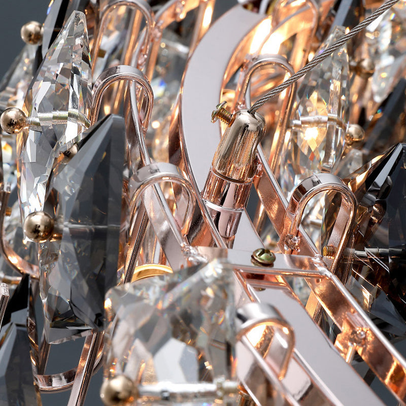 Modern Luxury Crystal Metal Round Rectangular 7/8/12/14 Light Chandeliers For Living Room