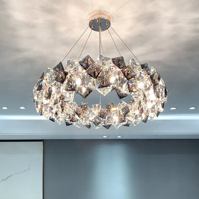 Modern Luxury Crystal Metal Round Rectangular 7/8/12/14 Light Chandeliers For Living Room