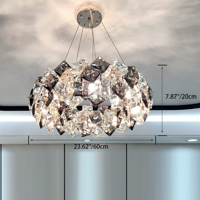 Modern Luxury Crystal Metal Round Rectangular 7/8/12/14 Light Chandeliers For Living Room