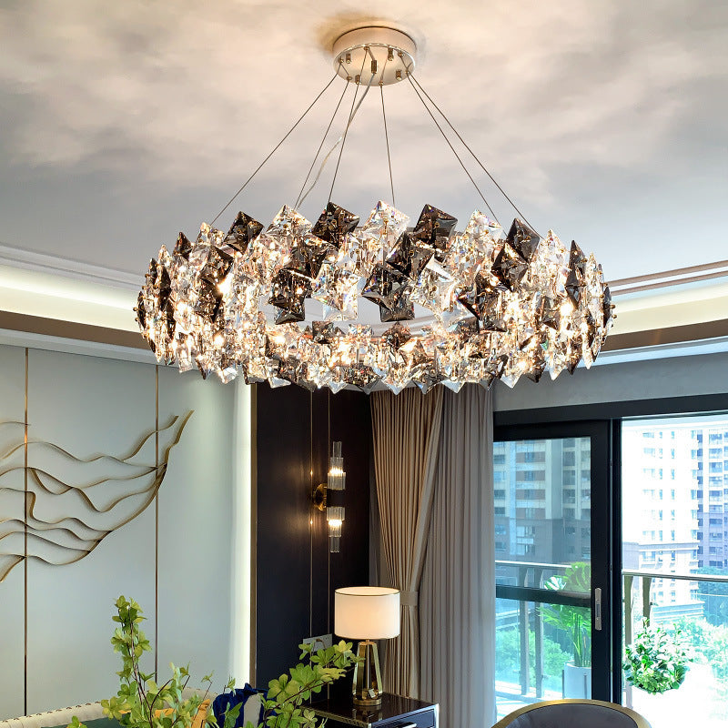 Modern Luxury Crystal Metal Round Rectangular 7/8/12/14 Light Chandeliers For Living Room