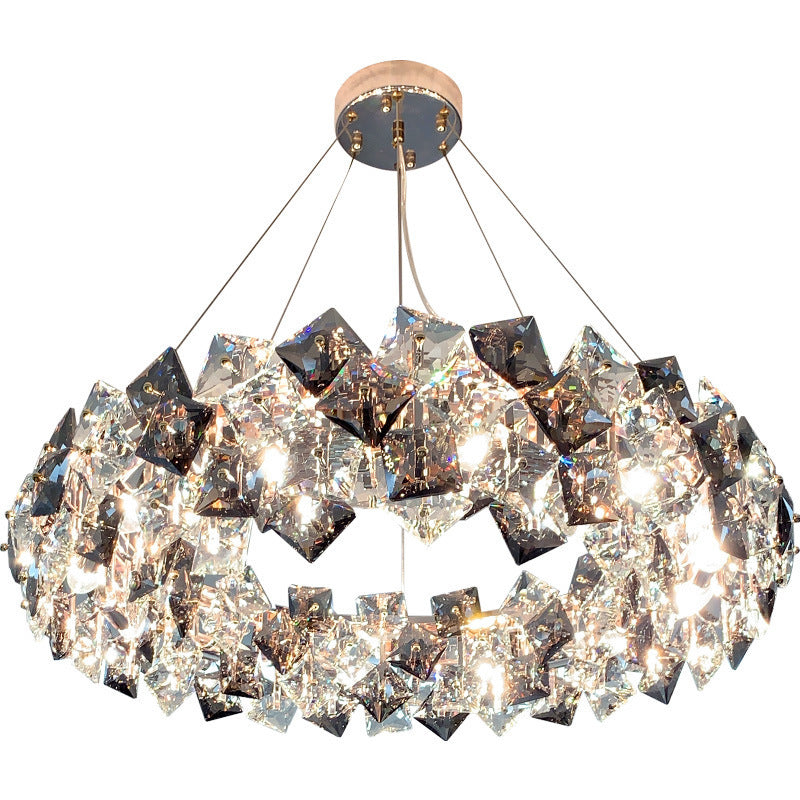 Modern Luxury Crystal Metal Round Rectangular 7/8/12/14 Light Chandeliers For Living Room