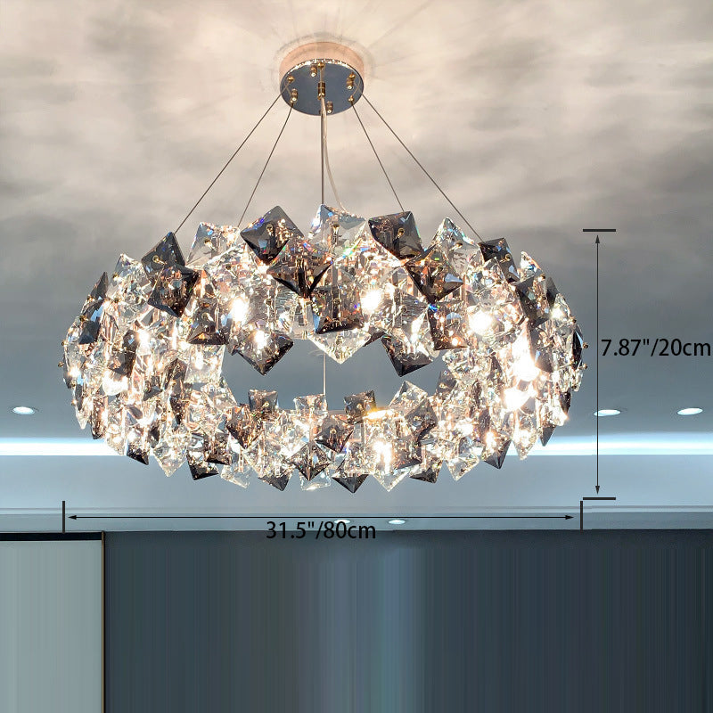 Modern Luxury Crystal Metal Round Rectangular 7/8/12/14 Light Chandeliers For Living Room