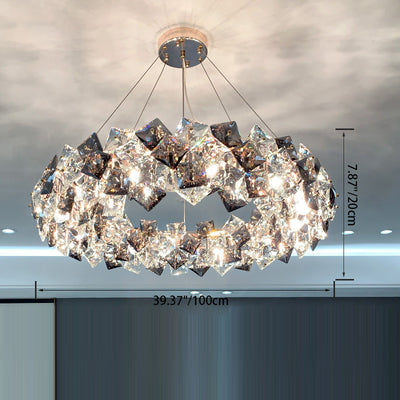 Modern Luxury Crystal Metal Round Rectangular 7/8/12/14 Light Chandeliers For Living Room