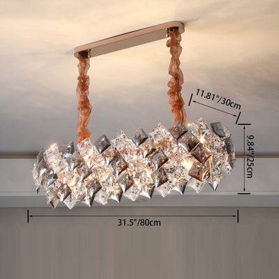 Modern Luxury Crystal Metal Round Rectangular 7/8/12/14 Light Chandeliers For Living Room