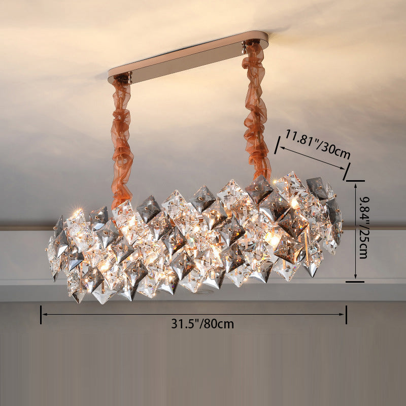 Modern Luxury Crystal Metal Round Rectangular 7/8/12/14 Light Chandeliers For Living Room