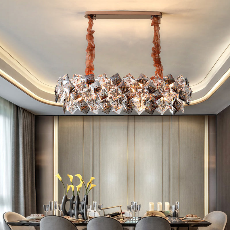 Modern Luxury Crystal Metal Round Rectangular 7/8/12/14 Light Chandeliers For Living Room