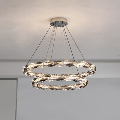 Modern Luxury Alloy Crystal Circular Ring LED Chandeliers For Living Room