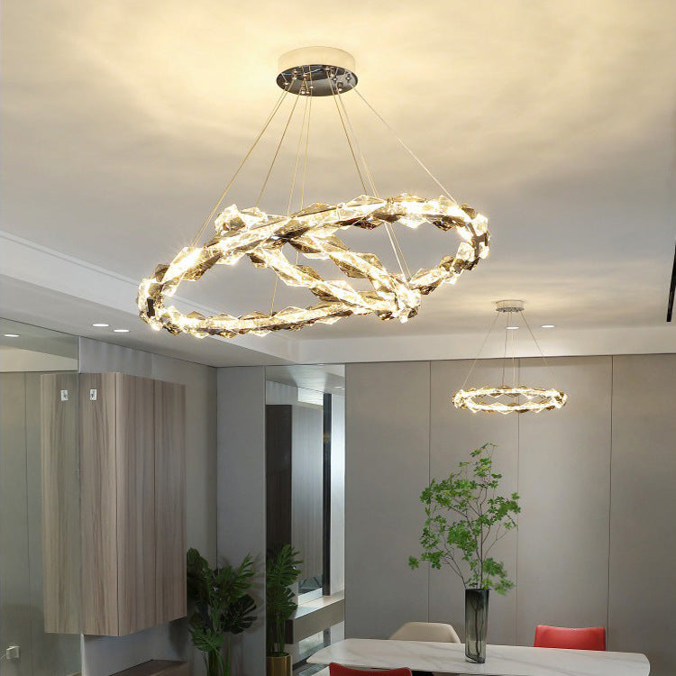 Lustres LED circulaires en alliage de luxe moderne avec cristal pour salon 