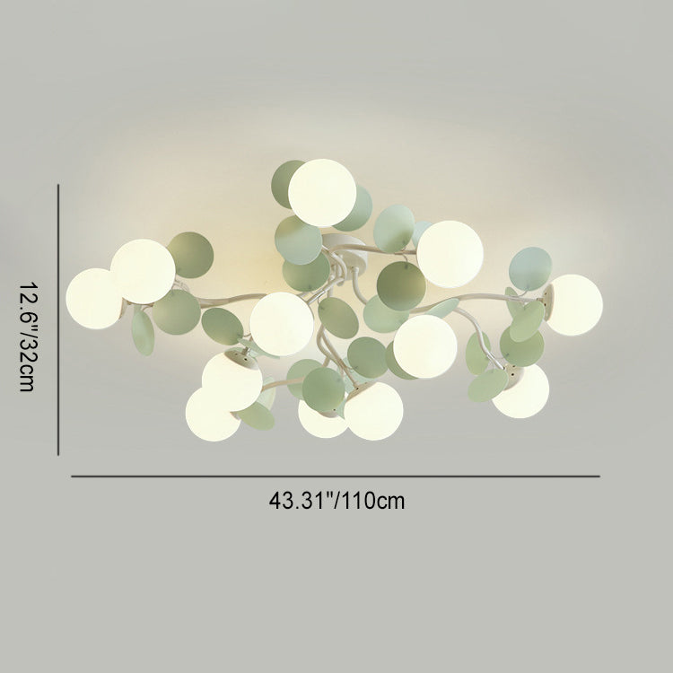 Contemporary Nordic Iron Glass PVC Ball Round Pieces 4/6/8/9/12 Light Semi-Flush Mount Ceiling Light For Bedroom