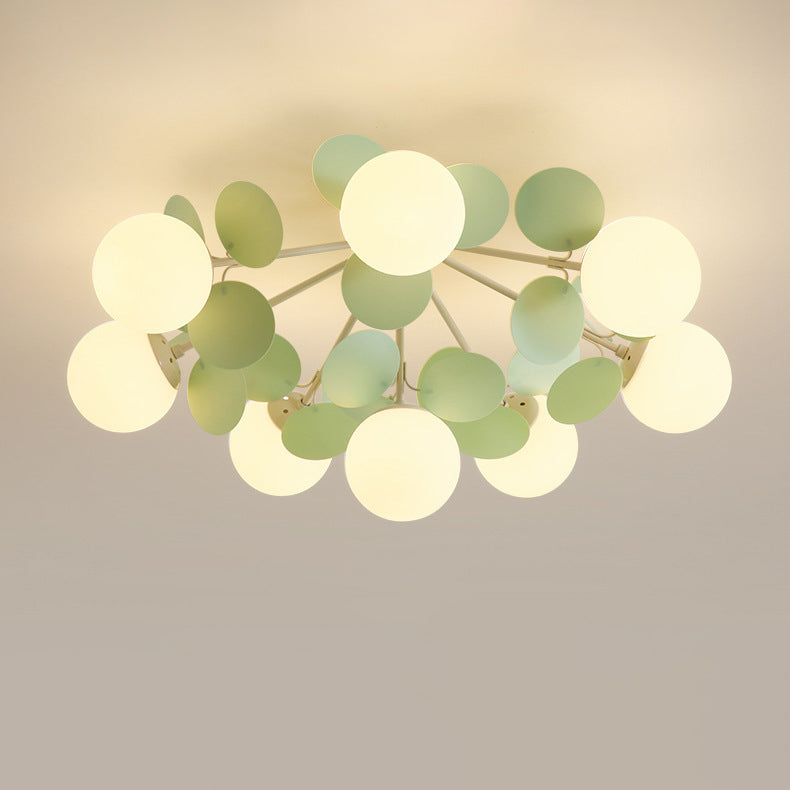 Contemporain Nordique Fer Verre PVC Boule Pièces Rondes 4/6/8/9/12 Lumière Semi-Encastrée Plafonnier Pour Chambre 