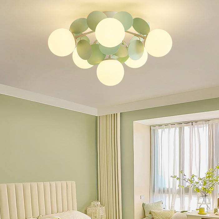 Contemporain Nordique Fer Verre PVC Boule Pièces Rondes 4/6/8/9/12 Lumière Semi-Encastrée Plafonnier Pour Chambre 