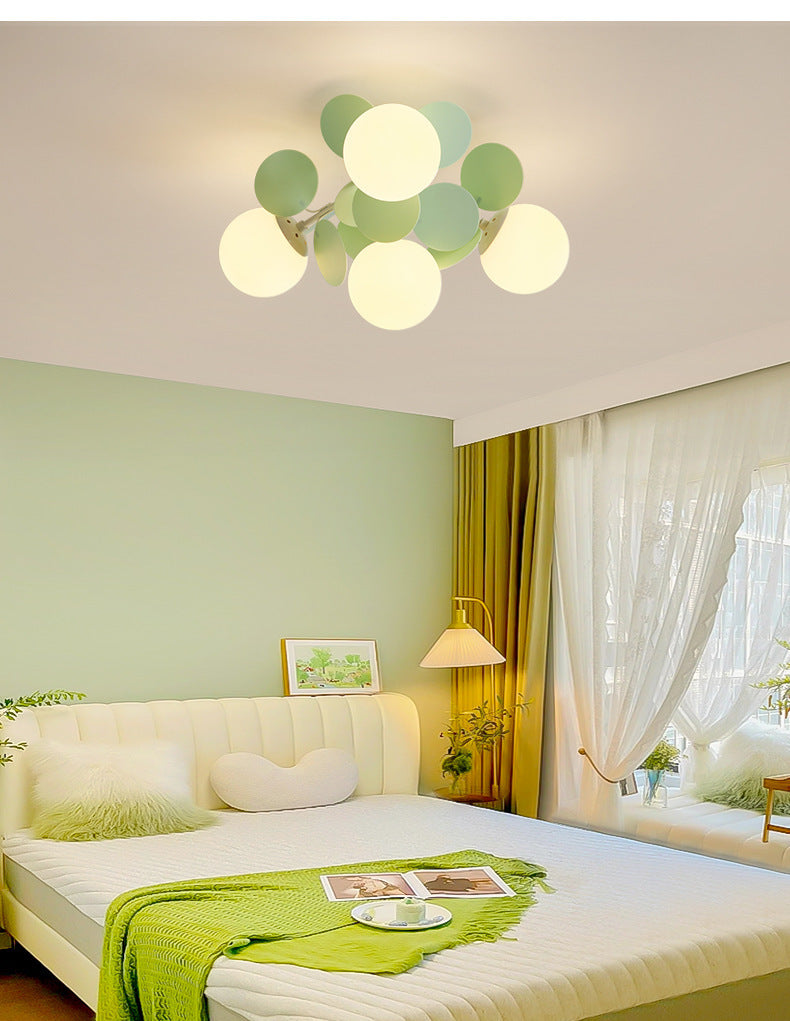 Contemporain Nordique Fer Verre PVC Boule Pièces Rondes 4/6/8/9/12 Lumière Semi-Encastrée Plafonnier Pour Chambre 