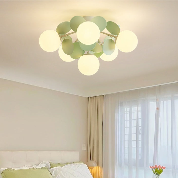 Contemporain Nordique Fer Verre PVC Boule Pièces Rondes 4/6/8/9/12 Lumière Semi-Encastrée Plafonnier Pour Chambre 