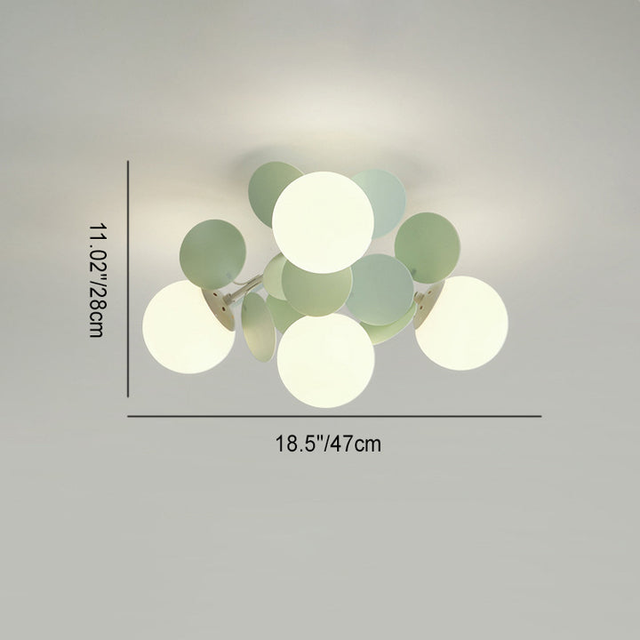 Contemporain Nordique Fer Verre PVC Boule Pièces Rondes 4/6/8/9/12 Lumière Semi-Encastrée Plafonnier Pour Chambre 