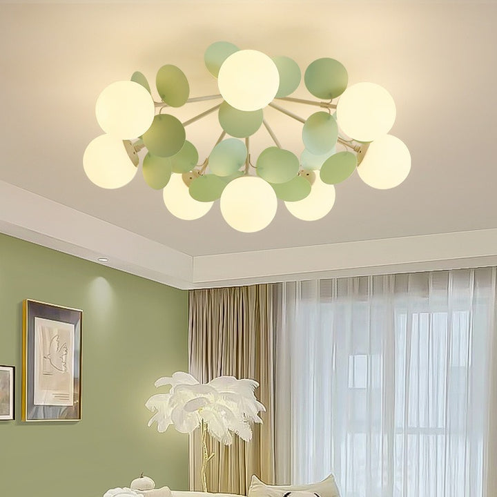 Contemporain Nordique Fer Verre PVC Boule Pièces Rondes 4/6/8/9/12 Lumière Semi-Encastrée Plafonnier Pour Chambre 