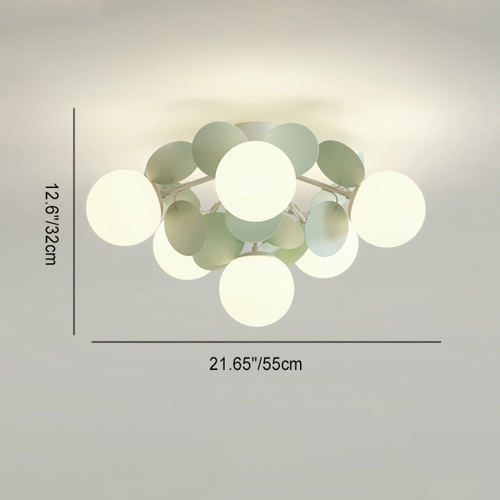 Contemporain Nordique Fer Verre PVC Boule Pièces Rondes 4/6/8/9/12 Lumière Semi-Encastrée Plafonnier Pour Chambre 