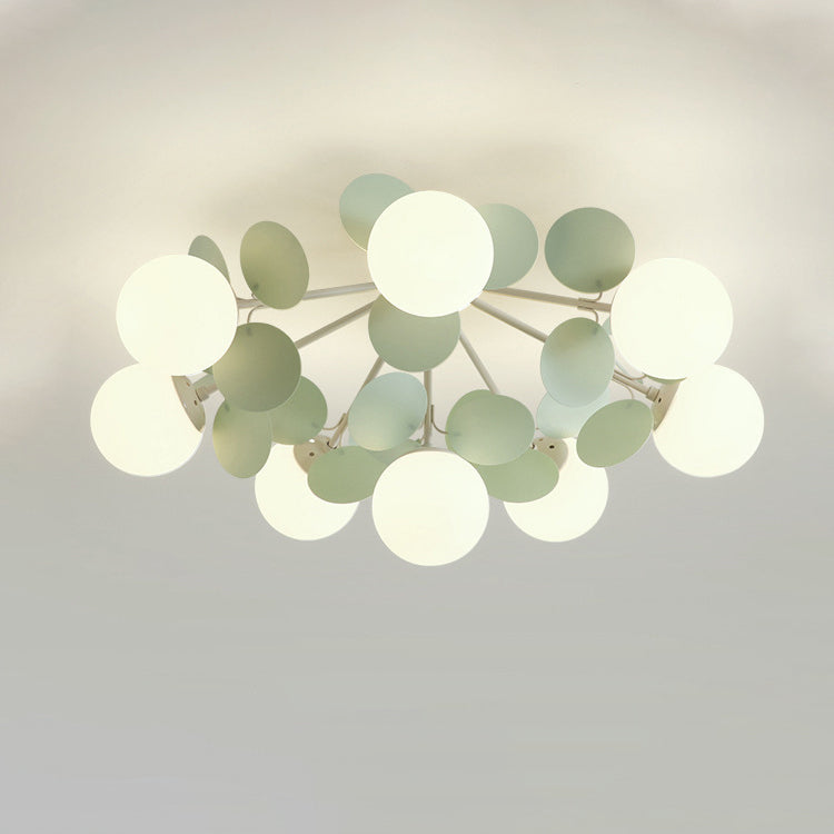Contemporain Nordique Fer Verre PVC Boule Pièces Rondes 4/6/8/9/12 Lumière Semi-Encastrée Plafonnier Pour Chambre 