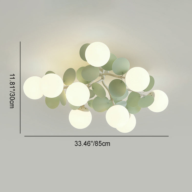 Contemporary Nordic Iron Glass PVC Ball Round Pieces 4/6/8/9/12 Light Semi-Flush Mount Ceiling Light For Bedroom