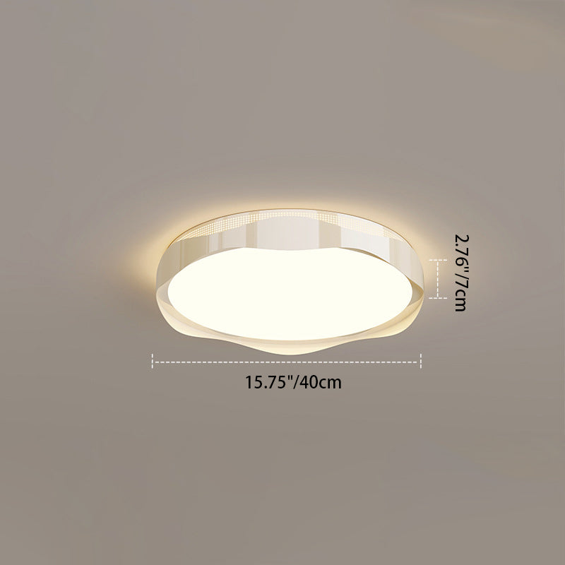 現代的な北欧の鉄製PEラウンドウェーブLEDフラッシュマウント天井ライト、寝室用 