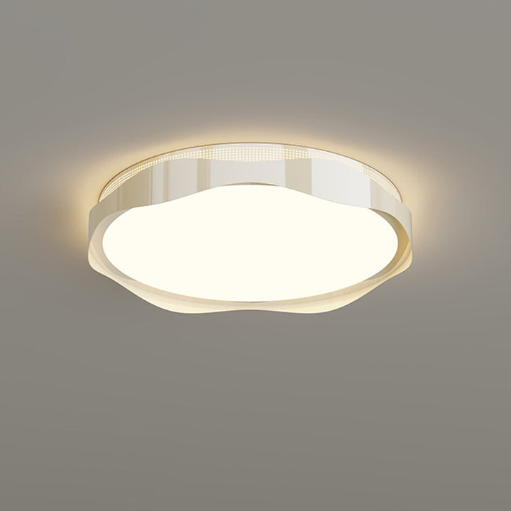 現代的な北欧の鉄製PEラウンドウェーブLEDフラッシュマウント天井ライト、寝室用 