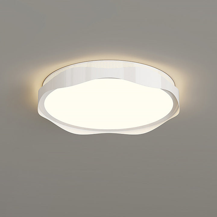 現代的な北欧の鉄製PEラウンドウェーブLEDフラッシュマウント天井ライト、寝室用 